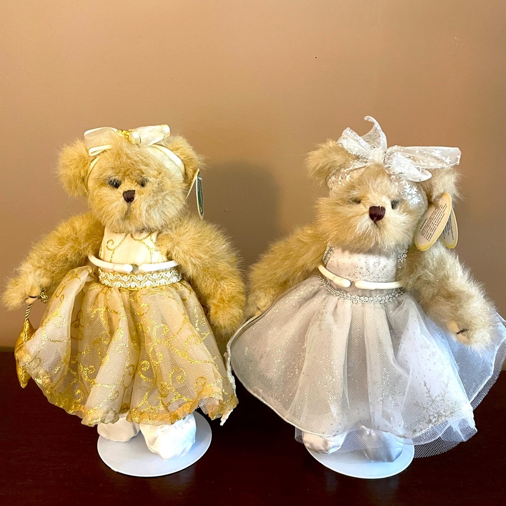 TWO ADORABLE BALLERINA COLLECTABLE BEARS WITH STANDS